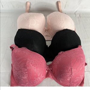 Laura Ashley Sexy Romantic Lace Bras Push Up 40 DD Lot of 3